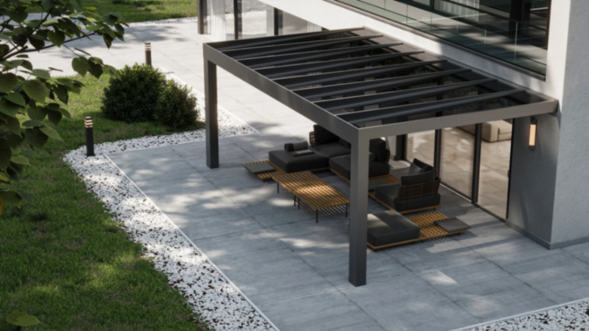BQB-Veranda mit massiven Aluminiumprofilen und Glasdach